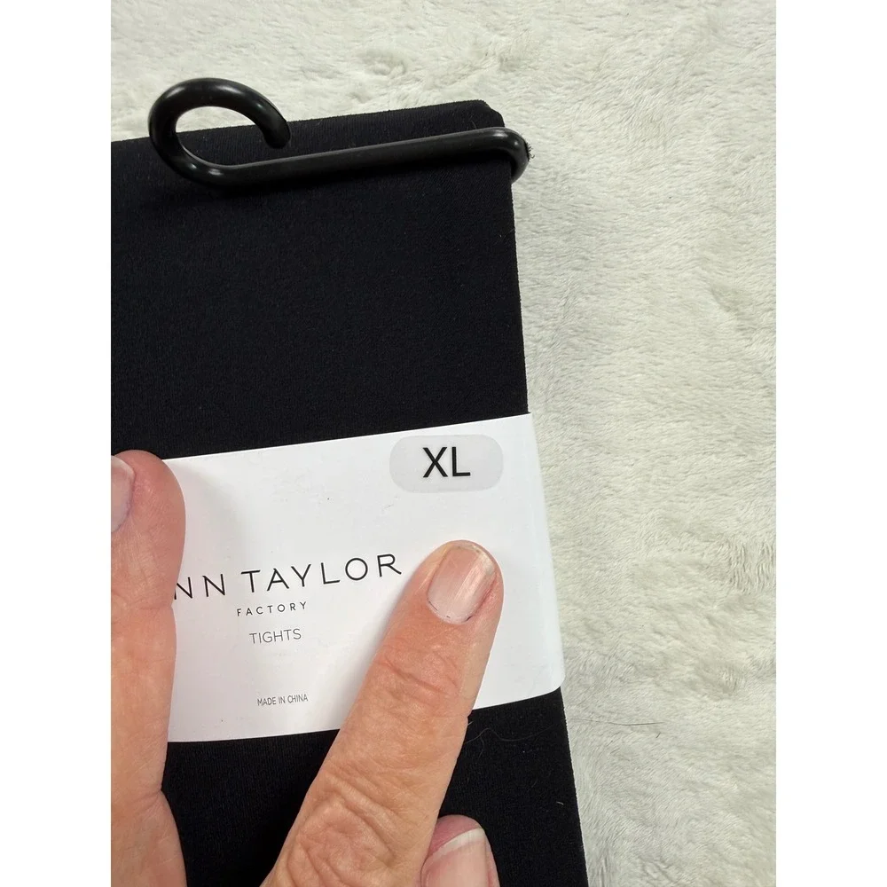 Ann Taylor Factory Black Tights Lot of 2 XL Control Top and Standard Opaque